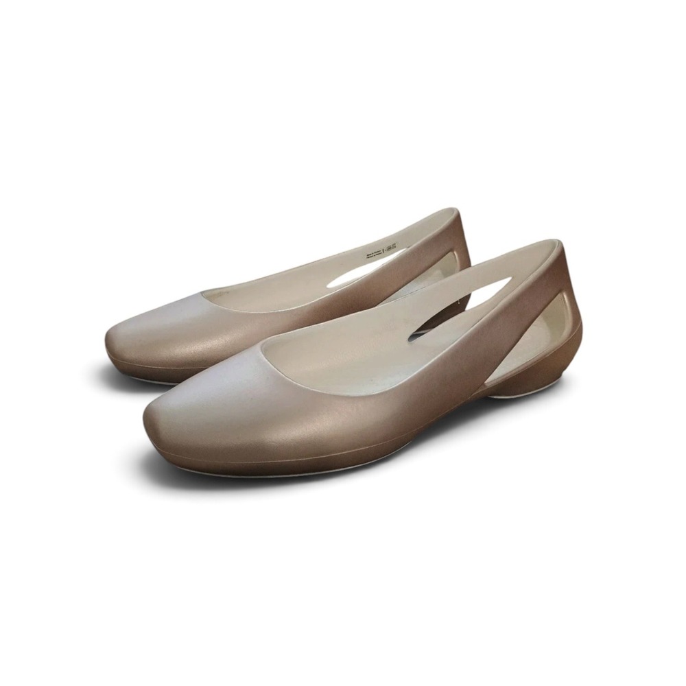 Crocs Sloane Flats Womens 11 Gold Metallic Square Toe Ballet Core Chic